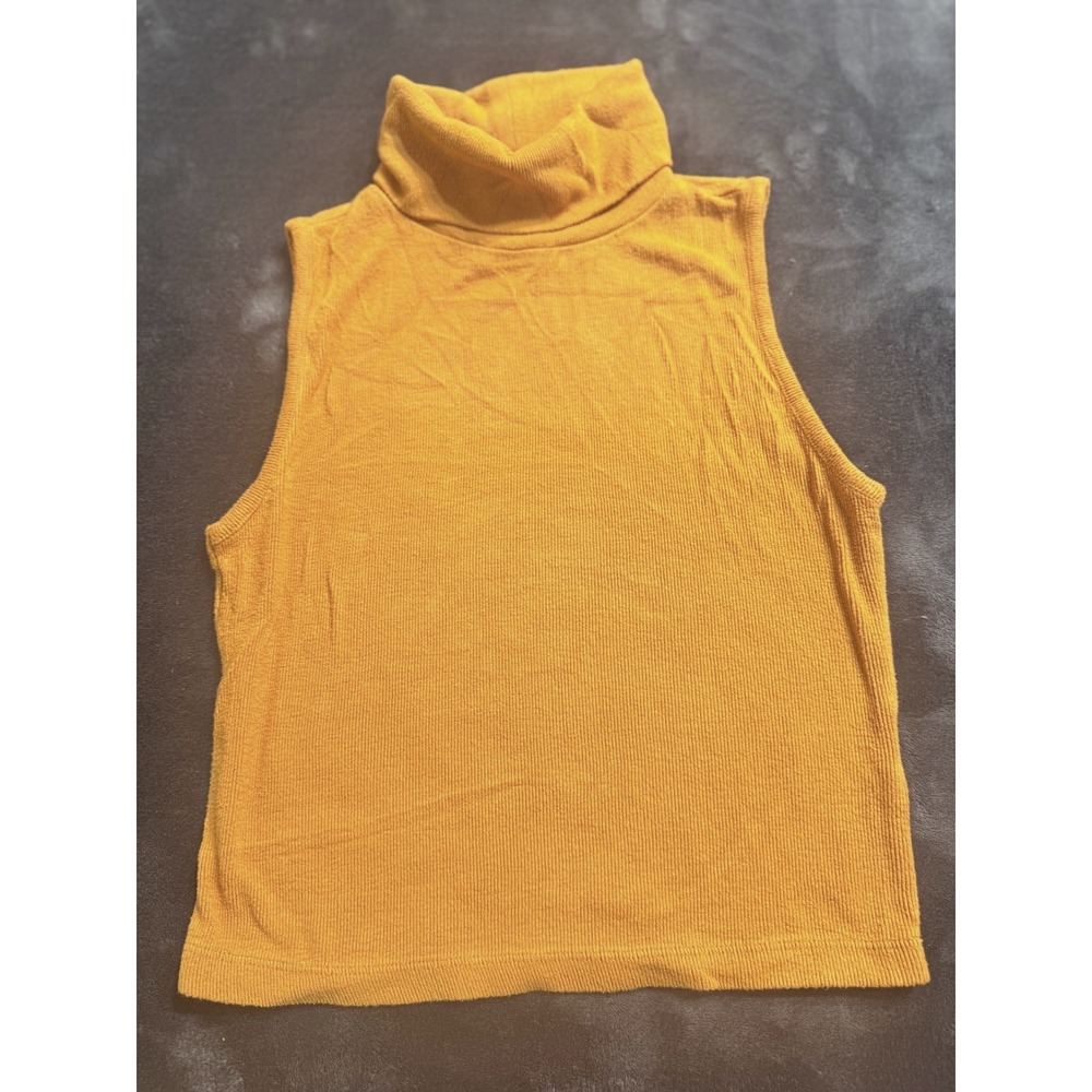 Women S Sleeveless Turtleneck Top ORANGE HALLOWEEN LAYERING FALL CHIC SOFT 90s